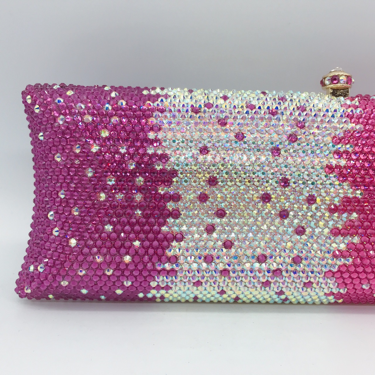 Túi clutch nữ đính đá rhinestone cầm tay hộp cứng dự tiệc — 10 # xanh ngọc chi tiết 7