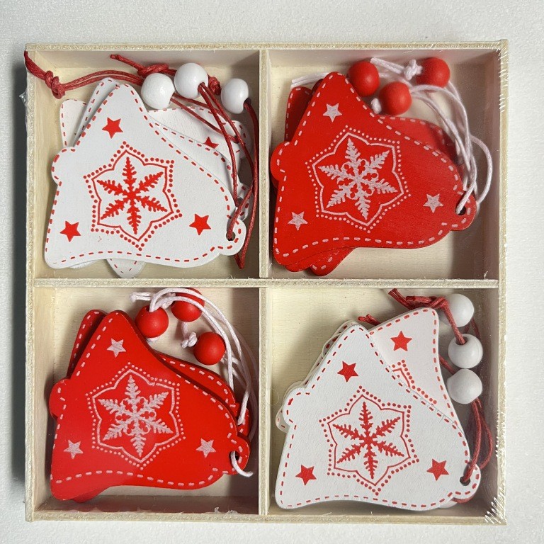 Decoraciones navideñas creativas, colgantes de madera navideños, juego de cajas para árbol DIY, renos, campanas, ángeles, corazones, regalos