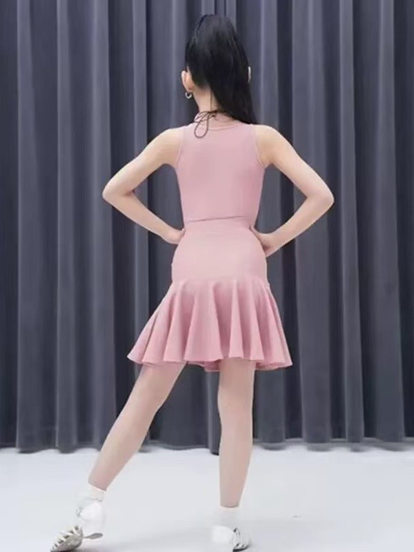 女童拉丁舞练功服2025新款少儿舞蹈裙比赛训练服大摆裙套装演出服|undefined