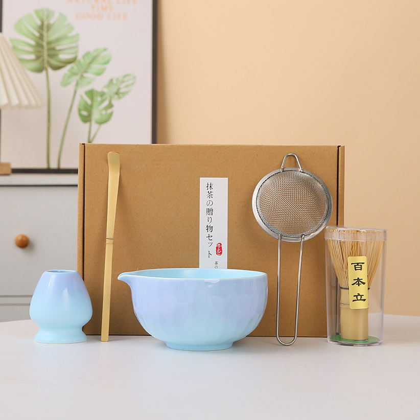 Juego de matcha degradado de matcha de estilo japonés exclusivo transfronterizo, cepillo de té Baibenli, juego de 5 piezas de herramientas de té de la dinastía Song