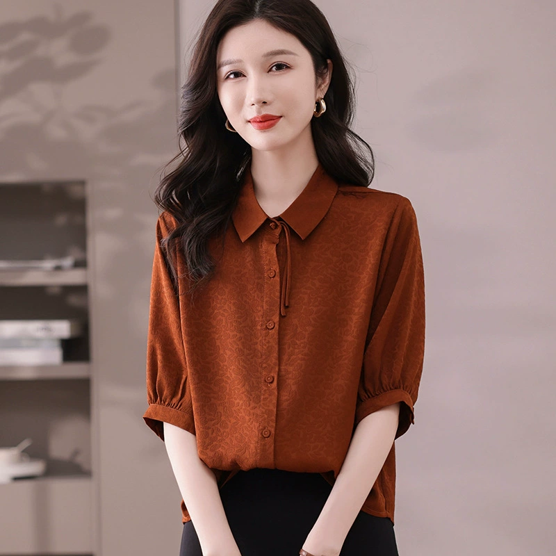 2025 Летняя рубашка с короткими рукавами женская новая мода среднего возраста