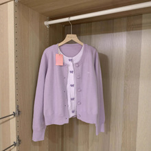 蝴蝶结紫色假两件针织开衫毛衣外套女春秋季2025新款别致绝美上衣