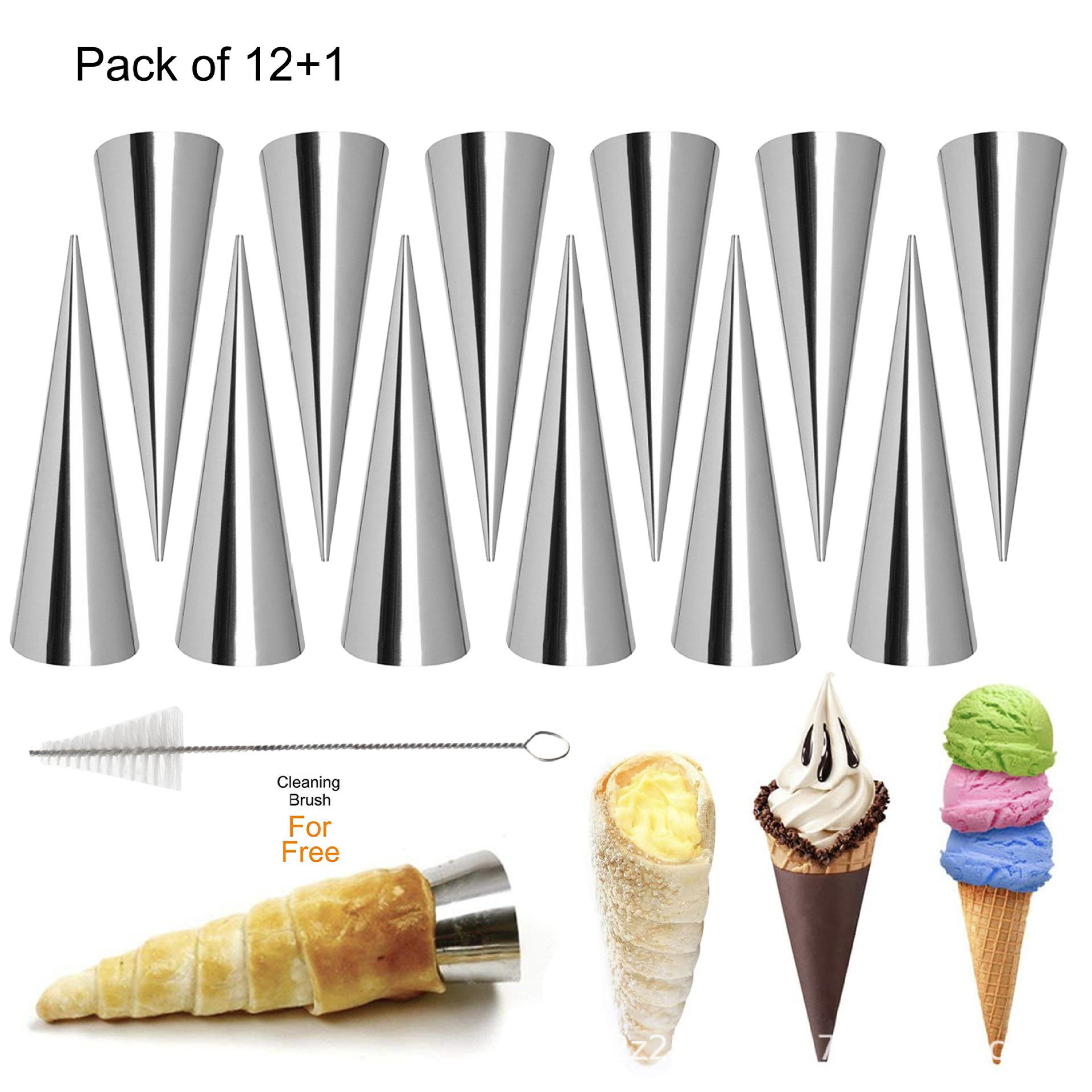 Bolsa de cuerno de tamaño pequeño cono para hornear cono de rollo de acero inoxidable cuerno de pastelería danés crema de cuerno molde de pan