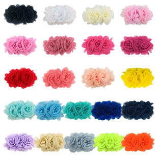 Europe and the United States hot new long chiffon head flower combination rose children's headdress clothing accessories 22 color spot