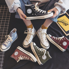 1970s Spring High-Top Canvas Shoes for Women, Korean Version Student Shoes, Harajuku Ulzzang Fashionable Flat Shoes, Three-Layer Canvas Shoes