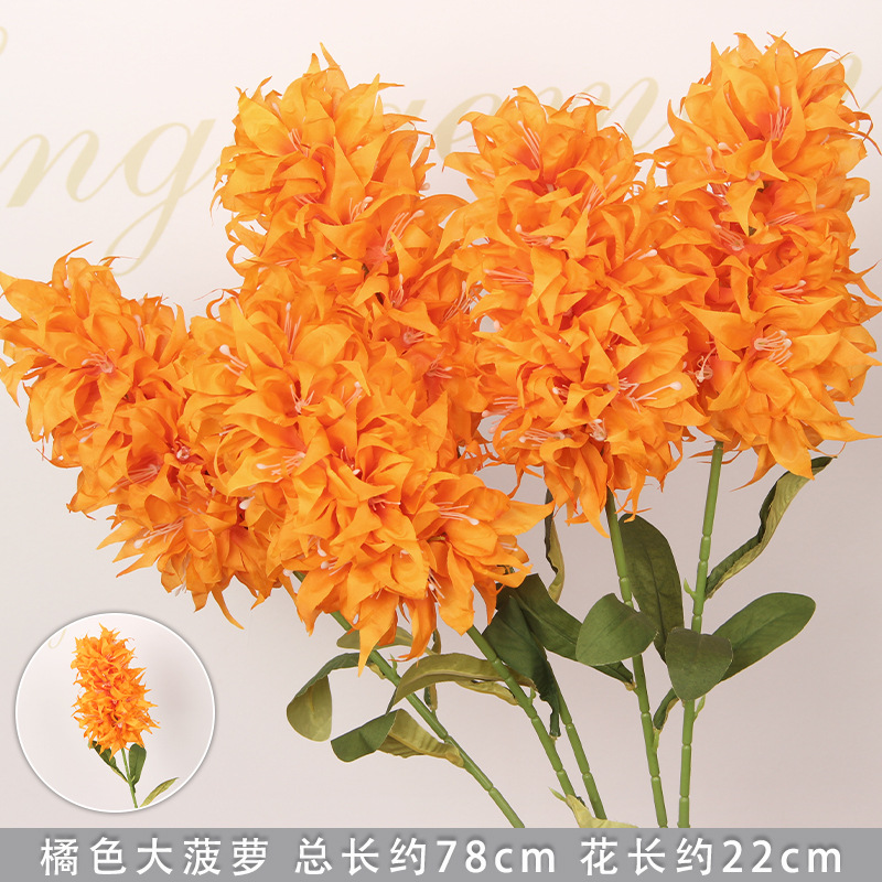 Flores de imitación naranja peonía naranja hortenida neblina orquídea flor flor de boda seda naranja