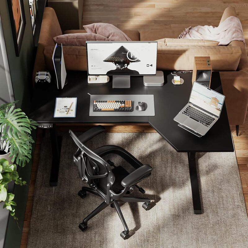 Electric Standing Desk L-Shaped Adjustable Height Table Suitable for Office and Home Sit-Stand Desk Electric Standing Desk L-Shaped Adjustable Height Table Suitable for Office and Home Sit-Stand Desk