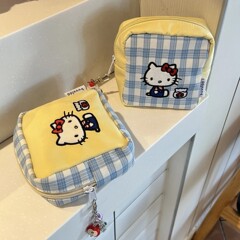 新しいオリジナル刺繍キティ小さな正方形バッグ大容量化粧品バッグかわいい漫画おばさんタオル雑貨収納袋