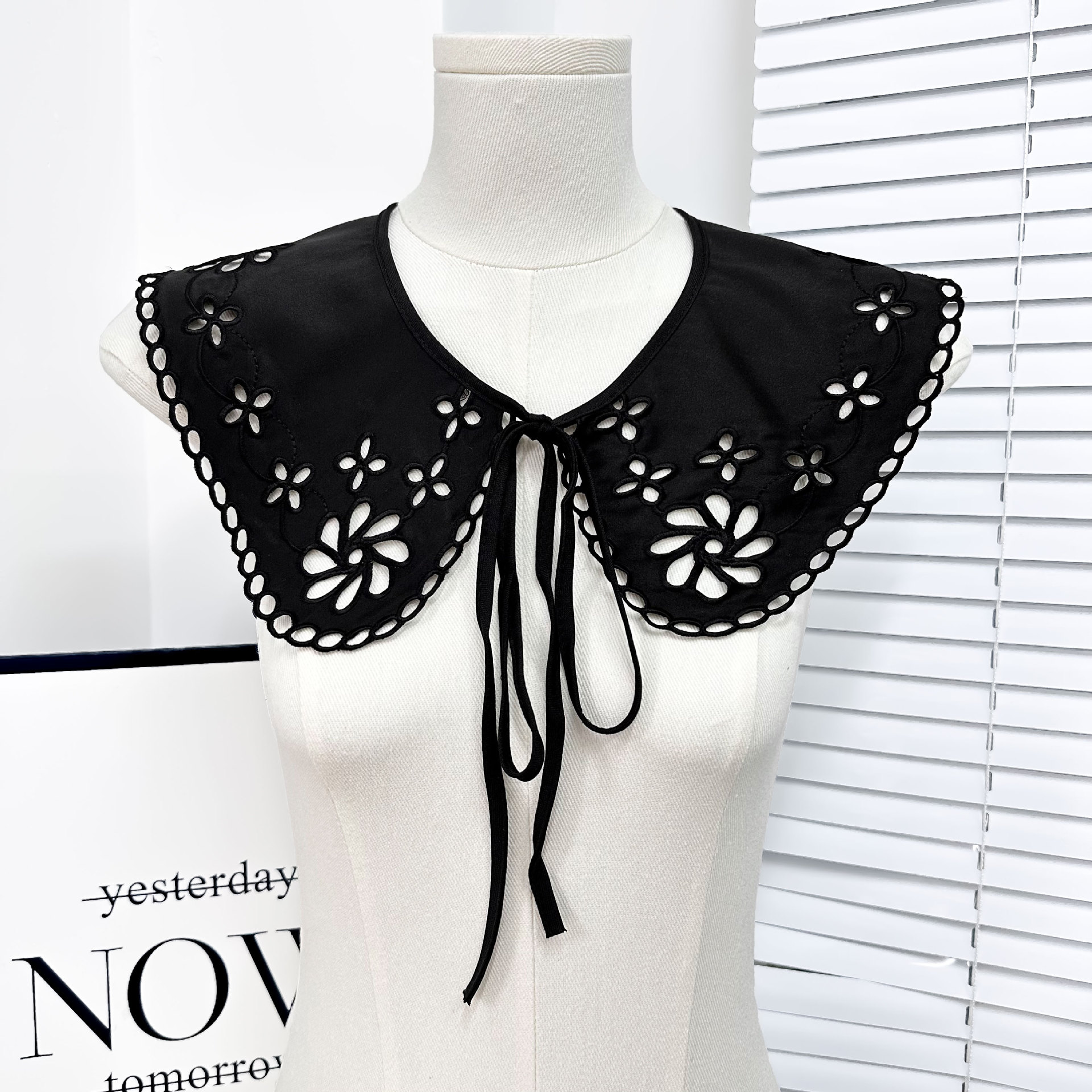 Cordón de moda de mujer ropa de cuello falso camisa de seda suéter y accesorios de leche cordón cuello de arco image 4