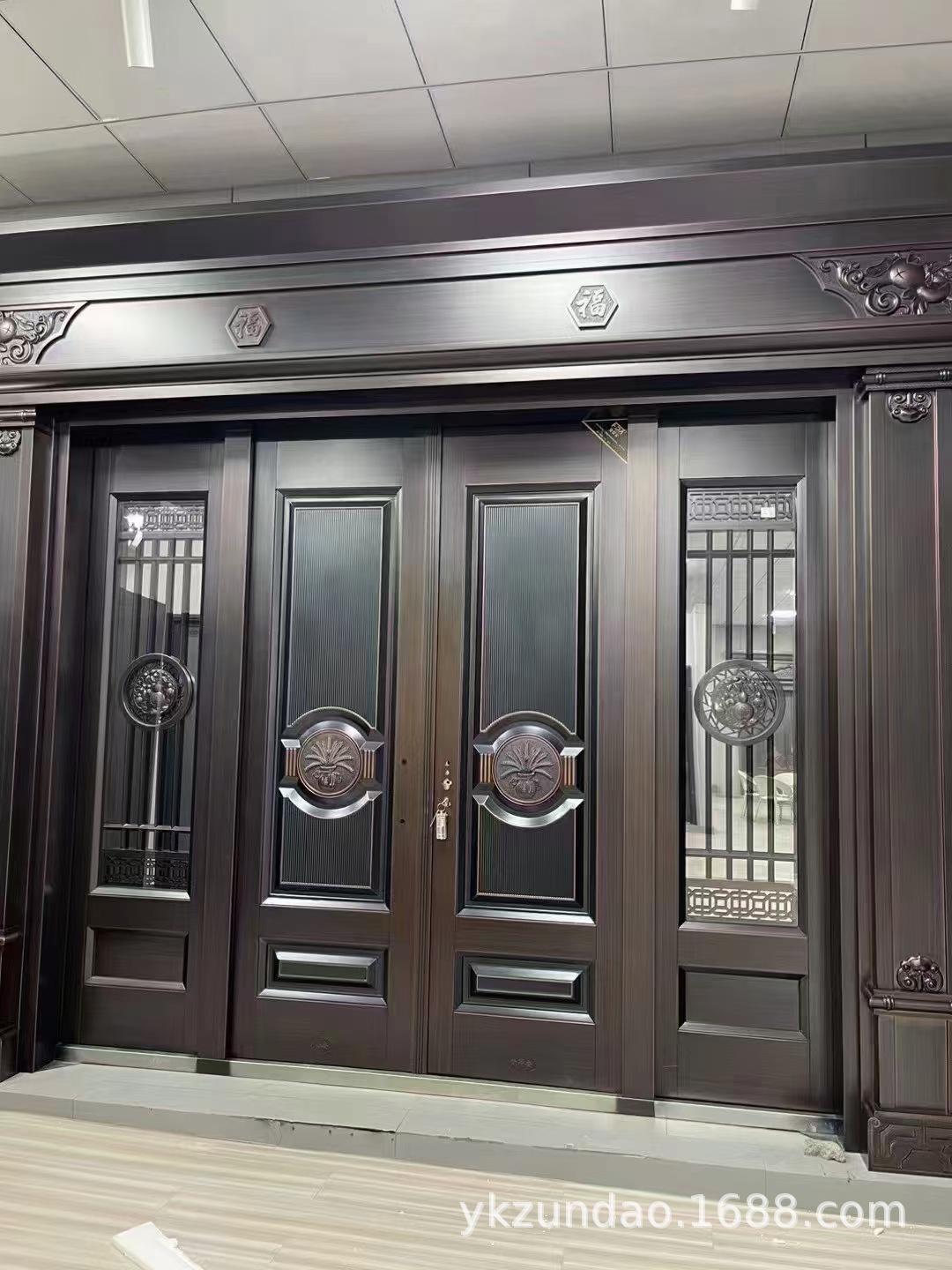 锌合金四开别墅玻璃大门