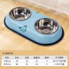 New stainless steel dog bowl pet bowl double bowl integrated dog basin anti -fooled dog bowl drink water feeder cat bowl wholesale