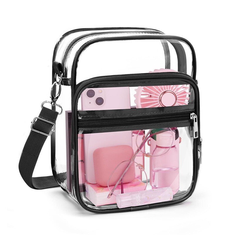 Clear Crossbody Bag with Adjustable Strap Stadium Approved Pvc Purse Unisex Messenger Bag Clear Crossbody Bag with Adjustable Strap Stadium Approved Pvc Purse Unisex Messenger Bag