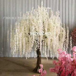 仿真白色紫藤花树 婚庆仿真紫藤花树 商场店面紫藤花树装饰