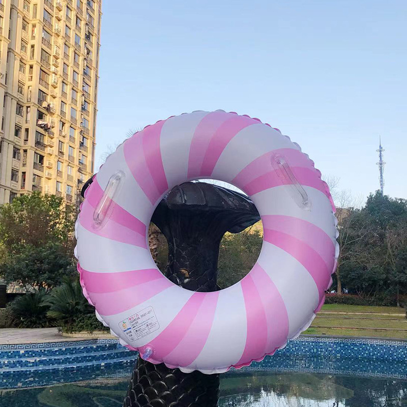 Anillo de natación para adultos y niños, anillo de natación infláble unisex grande, anillo de natación colorido a rayas retro