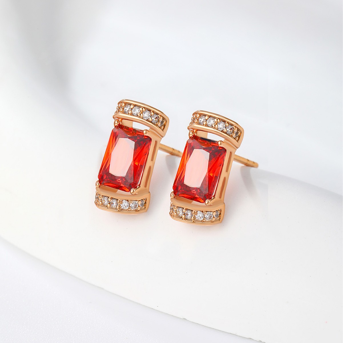 Pendientes Geométricos Simples de la Serie de Piedras Preciosas Coloridas de Xuping Jewelry para Mujer, Pendientes Cuadrados Retro Modernos