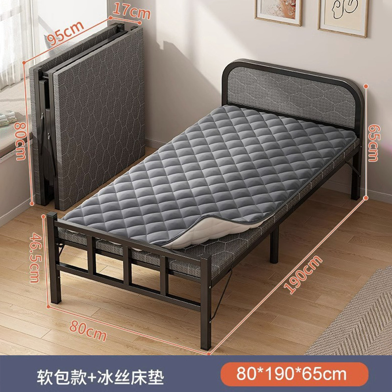 Casa de alquiler Cama individual plegable Cama simple para adultos Cama doble 1m2 dormitorio de alquiler Cama de tablero duro