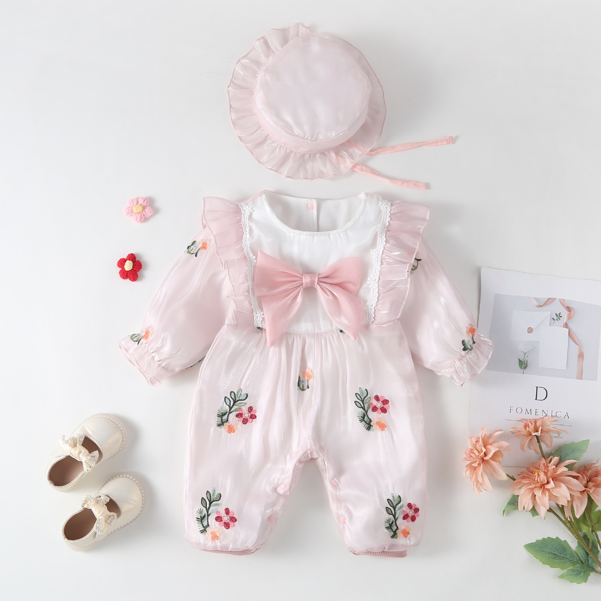 Bebé otoño mono bebé niña ropa de bebé ropa de la envoltura recién nacido un mes de edad ropa cien días princesa mameluco