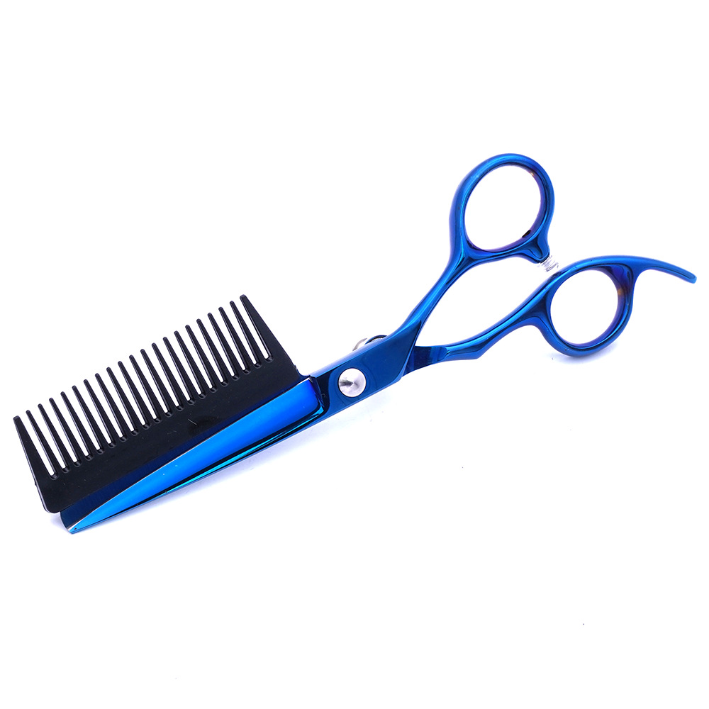 Directo de fábrica de 6 pulgadas de acero inoxidable tijeras con peine peluquero personalizado tijeras planas flequillos de pelo tijeras planas tijeras de pelo