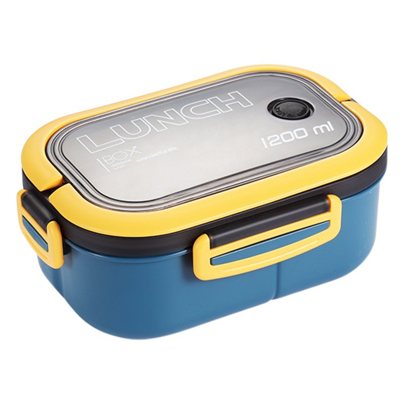 Estudiante lonchera engrosada PP material plástico compartimiento de doble capa lonchera trabajador de oficina lonchera horno de microondas calefacción