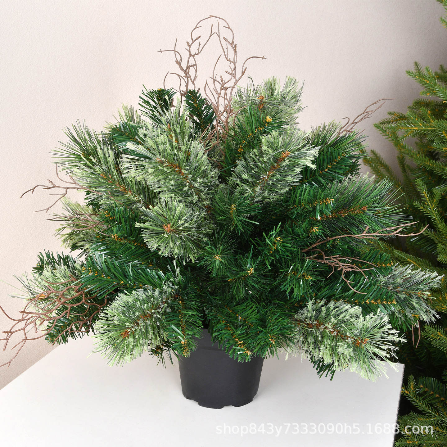 Decoración de Navidad PE escritorio simulación de árbol de Navidad árbol de cuello inclinado decoración de bonsai decoración de árbol