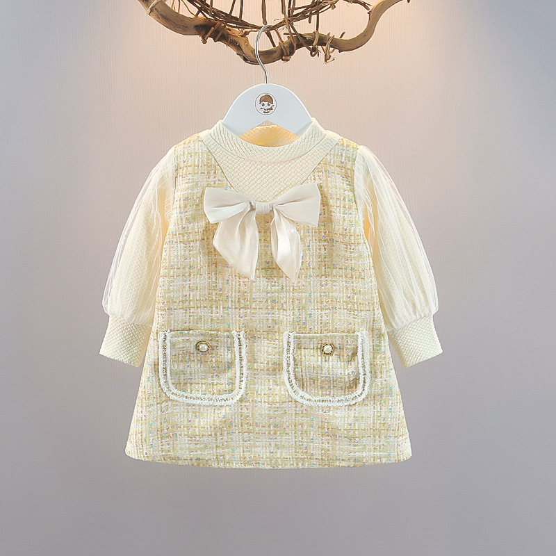 Vestido de Manga Larga para Bebé Niña, Estilo Occidental con Diseño de Princesa - Ropa de Salida de Primavera