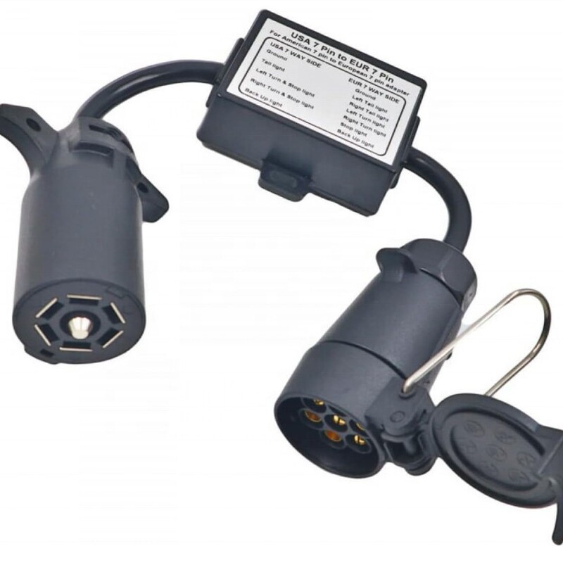 Us to European Trailer Adapter 7-Way Us Blade Plug to 7-Pin European Large Round Socket Converter