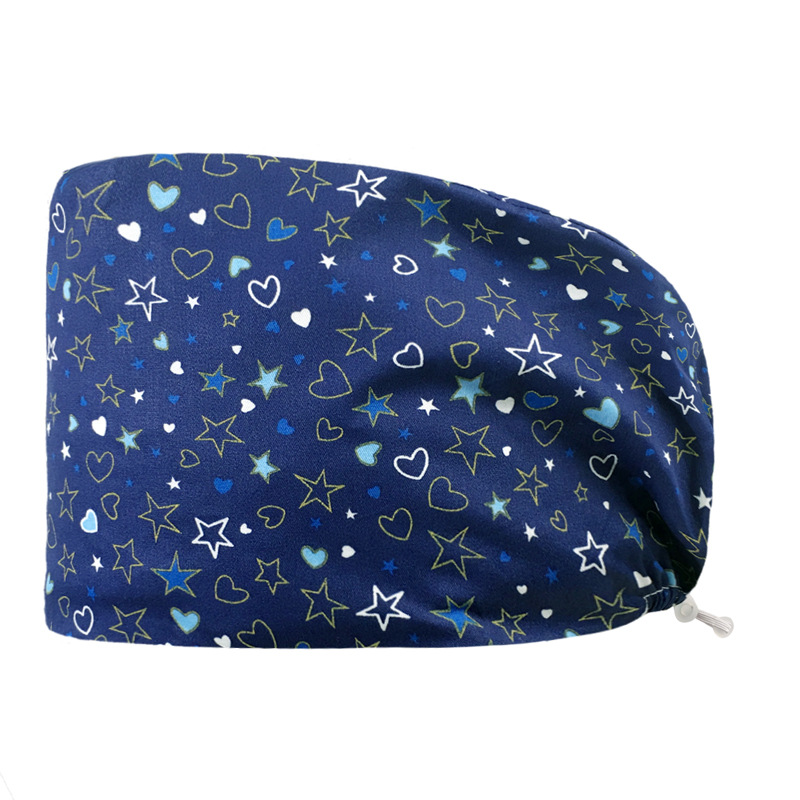 Algodón puro impreso casquillo de la enfermera tapa médica hogar tapa de la cocina aceite de catering a prueba de humo anti-pelo sombrero de trabajo de la enfermera