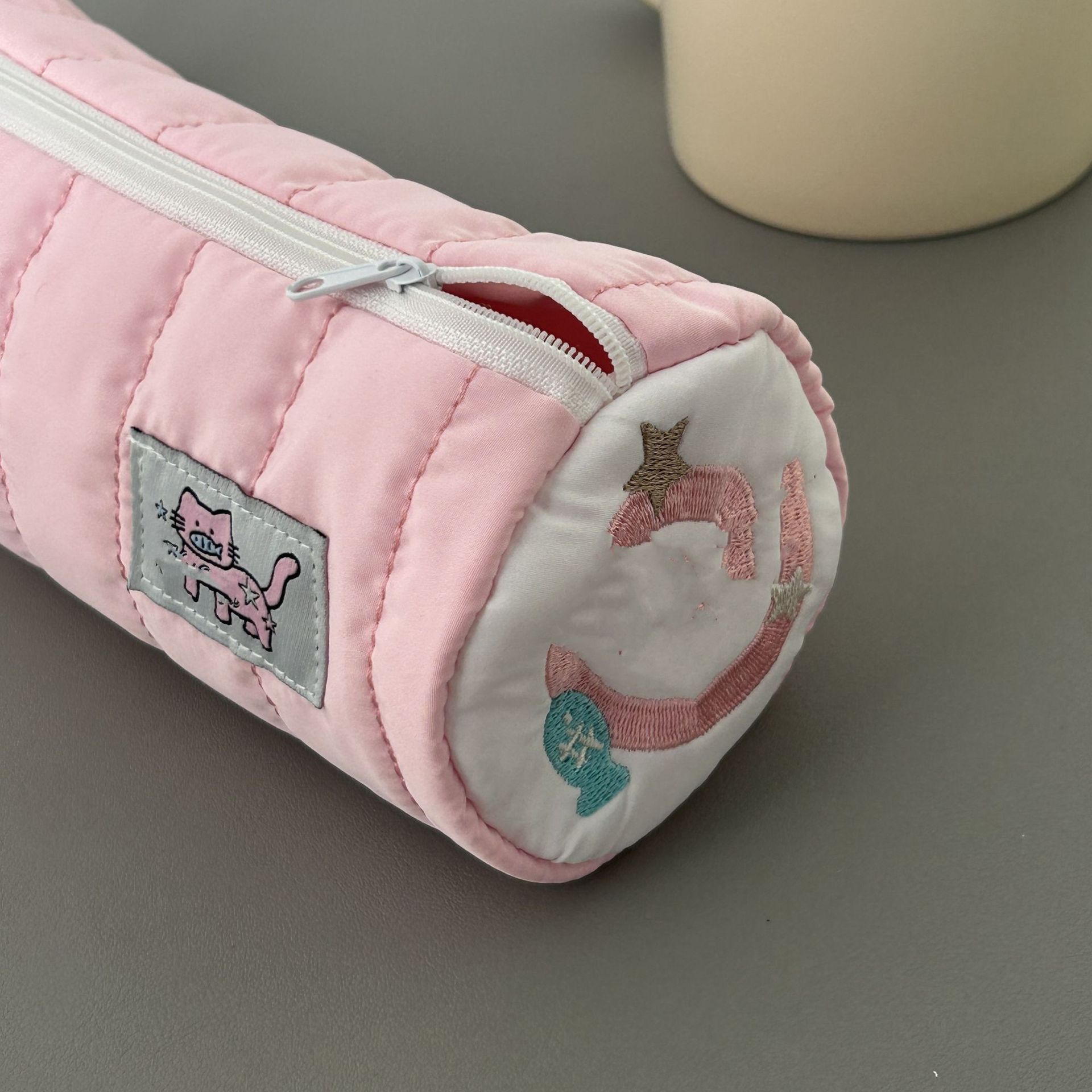 (2개) 생선 접시 가루 고양이 연필 케이스 INS 간단한 높은 아름다움 가치 문구 저장 가방 대용량 귀여운 틈새 연필 케이스