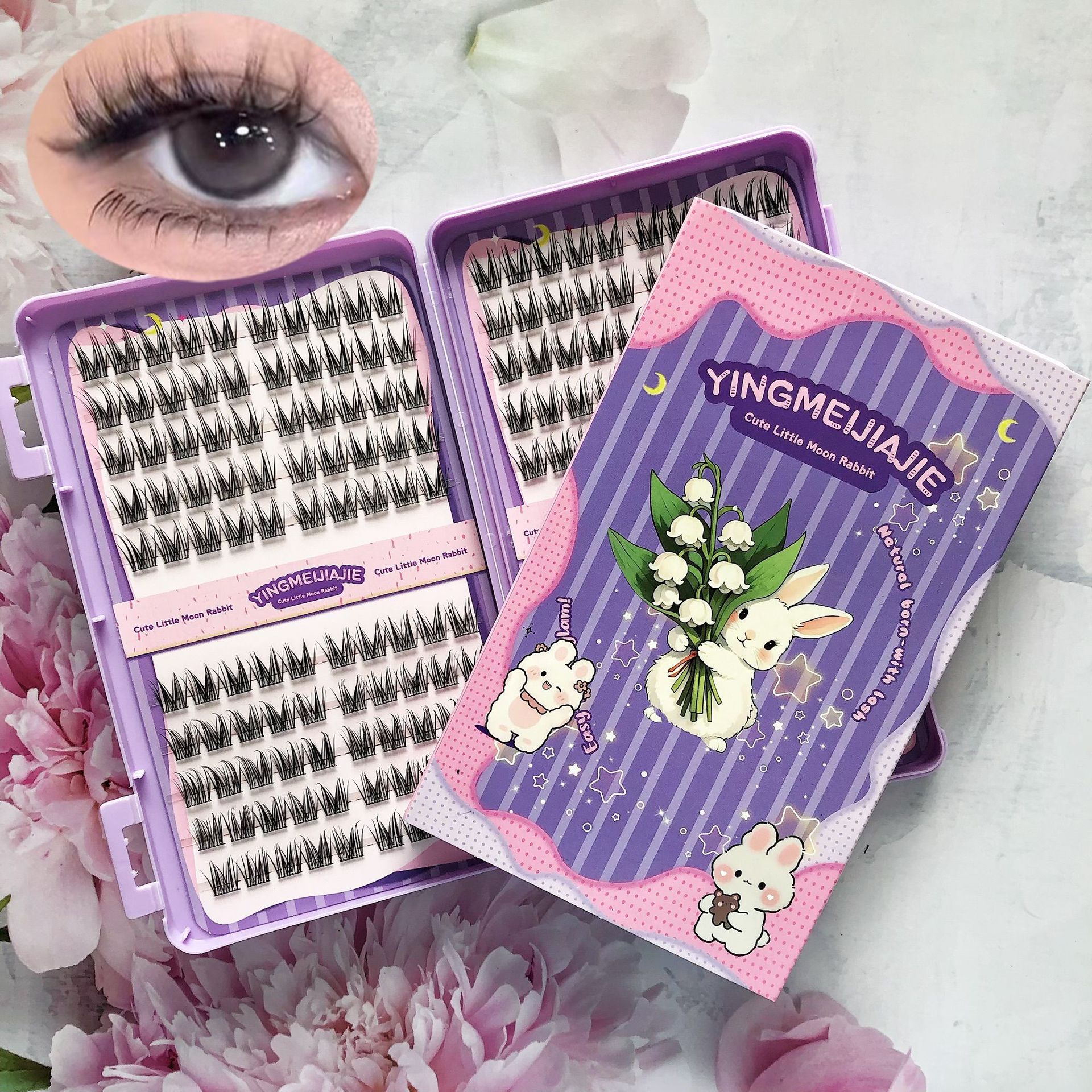 20 filas de paquete de caja de regalo de pestañas falsas transfronterizas, pestañas falsas densas, pestañas falsas sin pegamento.