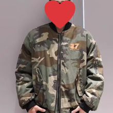 跨境男装美式复古工装迷彩外套男重工拼接短款休闲宽松棒球服夹