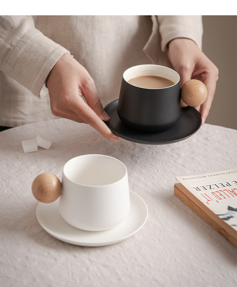 Kaffemuggset i japansk stil keramikmugg med fat för hemmet_voghion.com