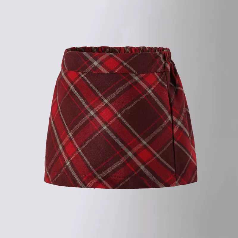 Ностальгическая клетчатая осенняя юбка, belt bag, прямоугольная линия, высокая талия, для подростков