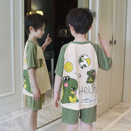 Children's pajamas for boys and girls in summer new short-sleeved medium and large children's cute little girls and boys cartoon home clothes sets
