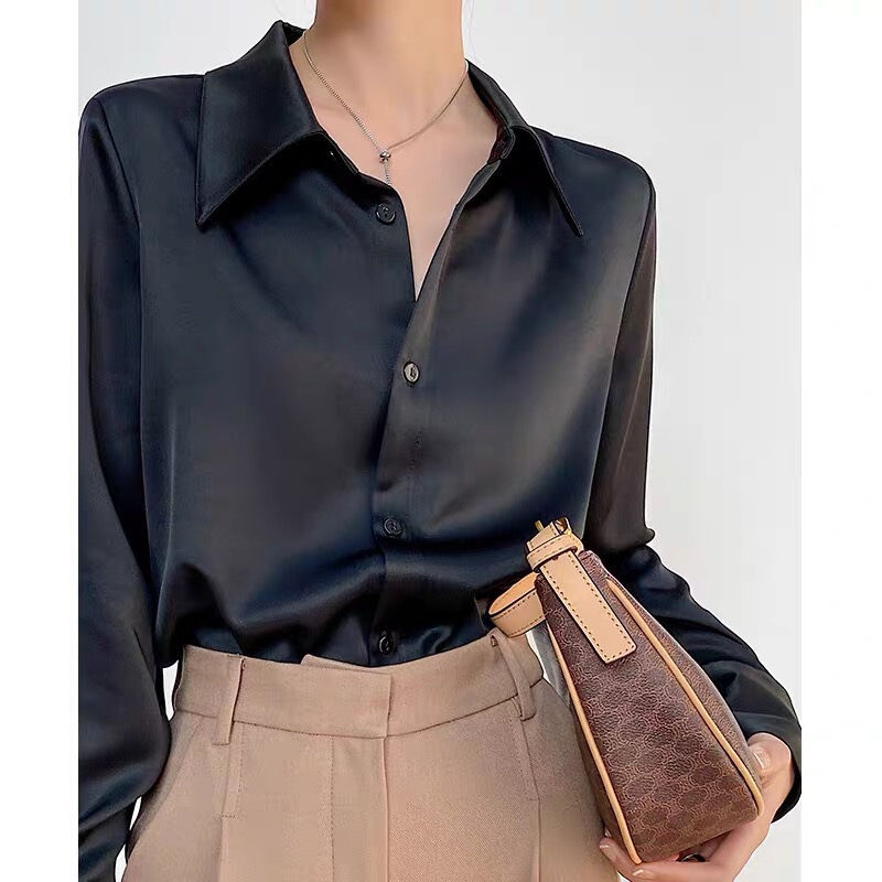 Shenzhen Nanyou's Popular 2025 Silk Double-Layer Shirt with Extended Collar and Cuff Design, Available in Three Colors