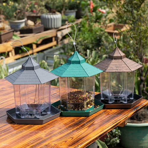Bird feeder outdoor balcony semi-automatic feeder courtyard outdoor hanging waterproof food trough wild sparrow feeder
