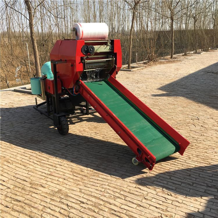 牧草秸秆青贮打包机柴油机版打捆包膜一体机两缸液压压块机