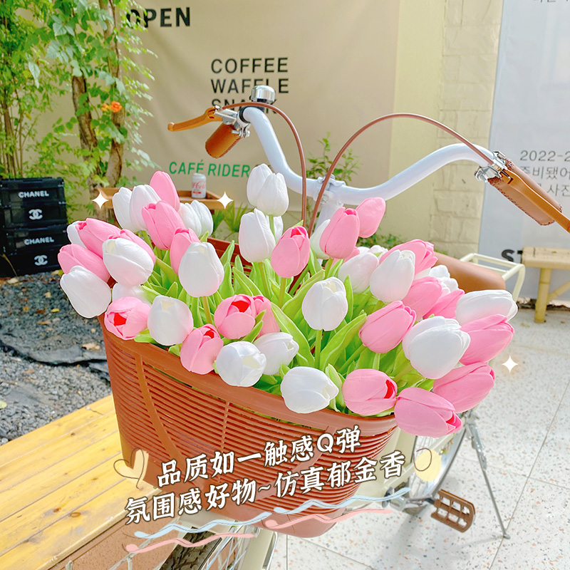 Pu tulipán ramo simulación con flor Regalo de Cumpleaños flor falsa estilo pastoral Comercio exterior decoración foto material