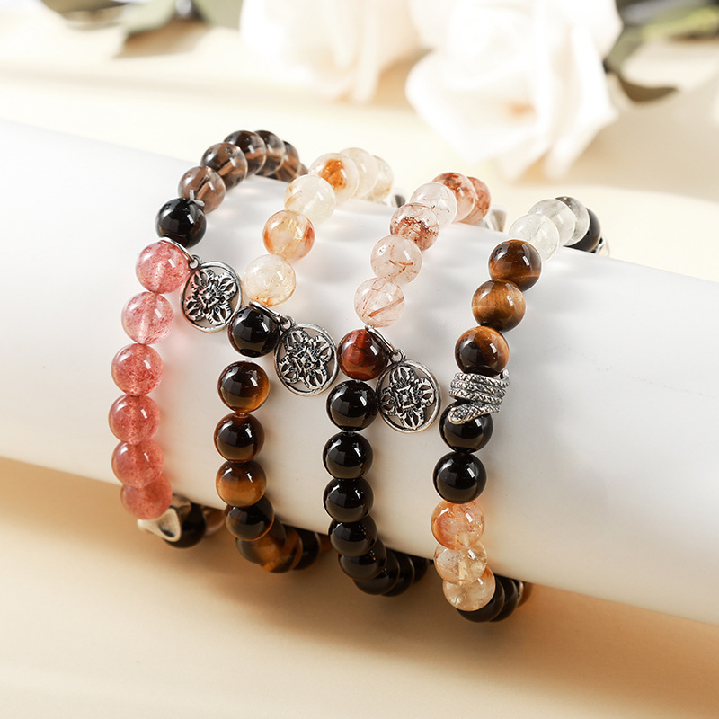 jingzhou jewelry natural yellow tiger‘s eye vajra pendant bracelet europe and america cross border design men and women jewelry wholesale