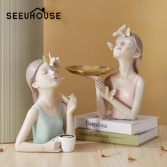 Creative Coffee "Looking Up at the Butterfly Girl" Dressing Table, Entranceway Storage, Store Display Tray, Decorative Ornaments, Wholesale