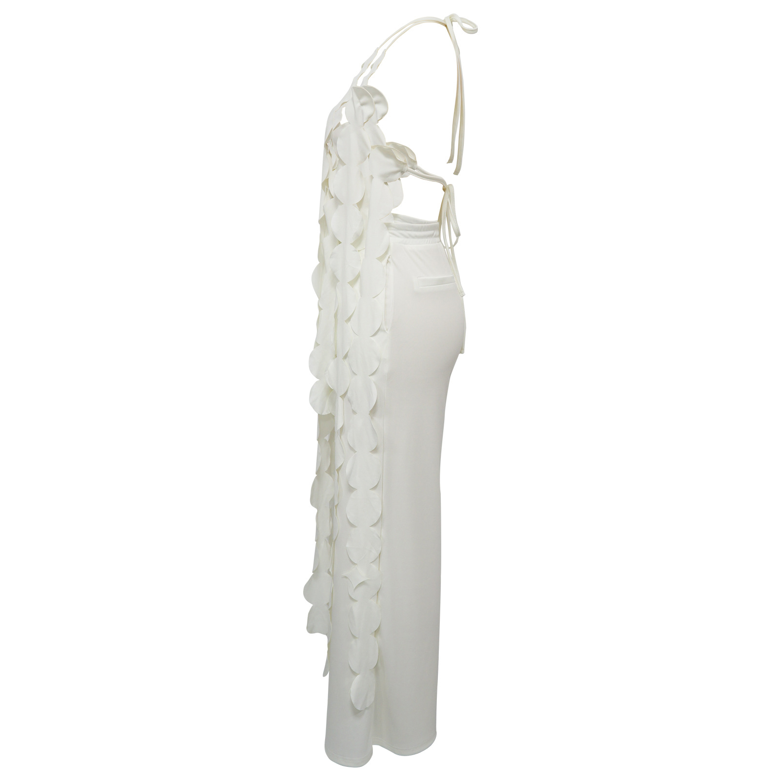 591g Weight Sleeveless Sleeve Length Spandex, Polyester Fabric Type Pant Co-ord Set Sets Type 2 Pieces Set Quantity Holiday, Street Occasion Halter Neck Neckline Loose Fit Type Solid Color Pattern Summer Season Women's Gender Backless Design Sexy, Streetwear Style Holiday Street Women's Sexy Streetwear Solid Color Spandex Polyester Backless Pant Co-ord Set Pants Sets 2