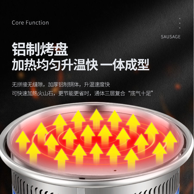 Calentamiento eléctrico roca volcánica máquina de salchichas de gas comercial pequeña roca máquina de salchichas de perros calientes gran mercado nocturno de gas