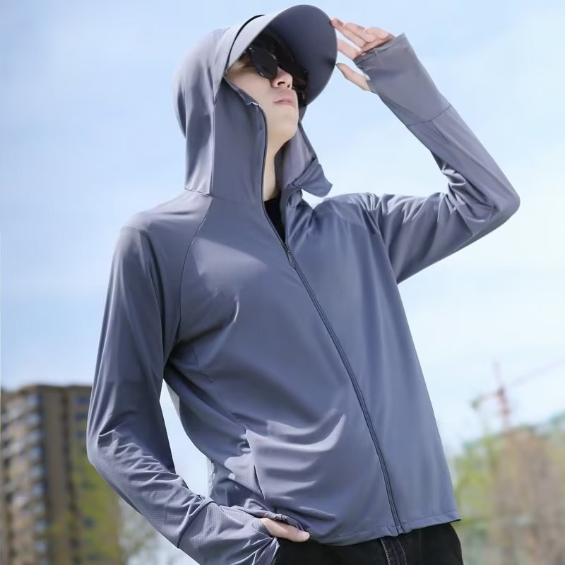 アイスシルク大きいサイズの日焼け防止服男性用 100kg 軽くて通気性のある夏プラスサイズ日焼け防止服男性用ファットジャケット|undefined
