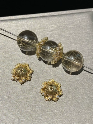 Zərgərlik ara hissələri: Tray Cap Spacer Beads Handmade - gold-14mm-one