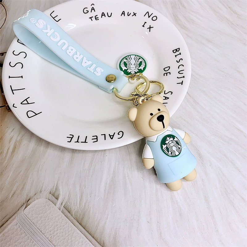 Брелок Starbucks с трехмерной cartoon, кулон, силиконовая кукла, с маленькими мишками, креативный подарок