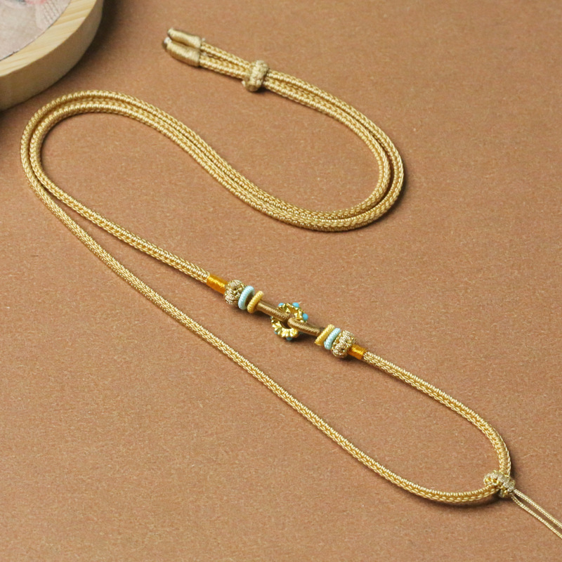 Hand-Woven Lotus Seat Pendant Cord, Pixiu Gold and Jade Buddha Pendant Cord, Jade Pendant Cord, Red String Necklace Cord for Men and Women
