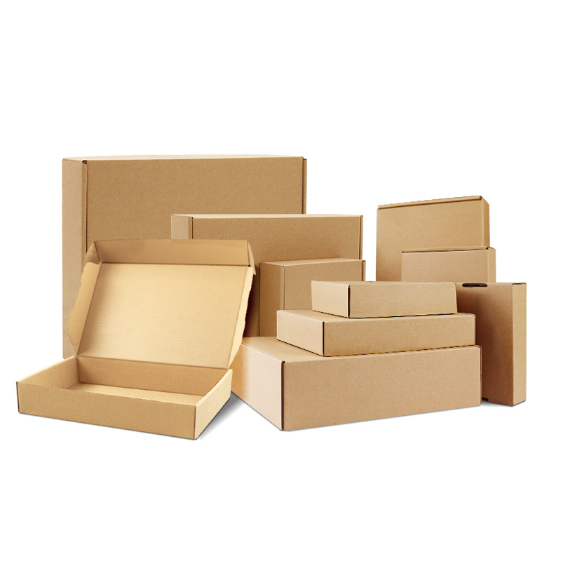 Caja plana extra dura Caja de papel al por mayor Caja de embalaje de joyería de ropa express grande, mediana y pequeña Impresión puntual de papel kraft