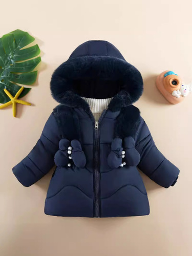 Children's Winter Jacket 1-6 Years Old Girls Fleece-lined Thick Fashion Cotton Coat Little Girl Cotton Padded Coat 2024 New Windproof