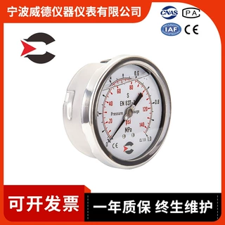 加工定制指针式不锈钢压力表 4英寸液压压力表 外旋式充液压力表