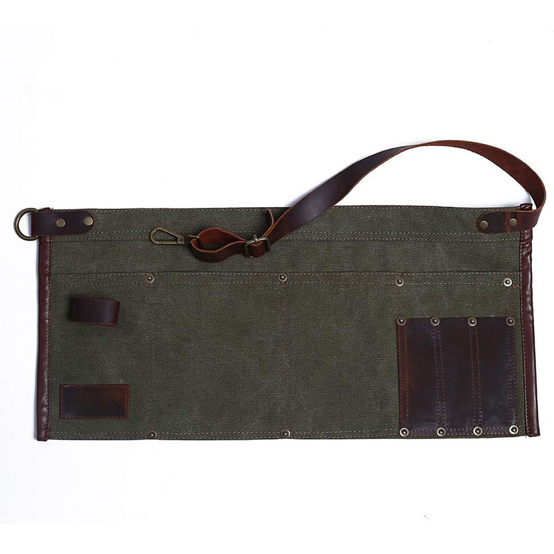 Comercio exterior e-commerce transfronterizo cera lona delantal impermeable cintura corta de busto barista ropa de trabajo delantal de cera