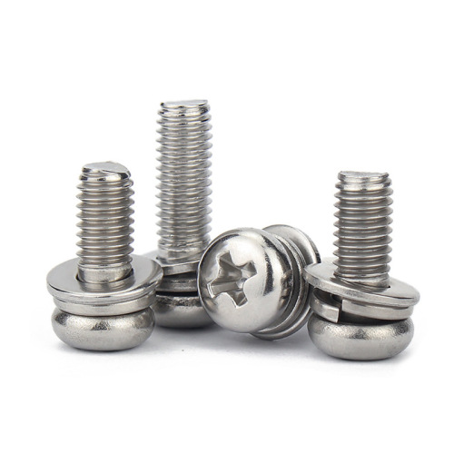 316 stainless steel combination screws, round head three combination screws, cross pan head flat spring washer three combination screws M2-M8